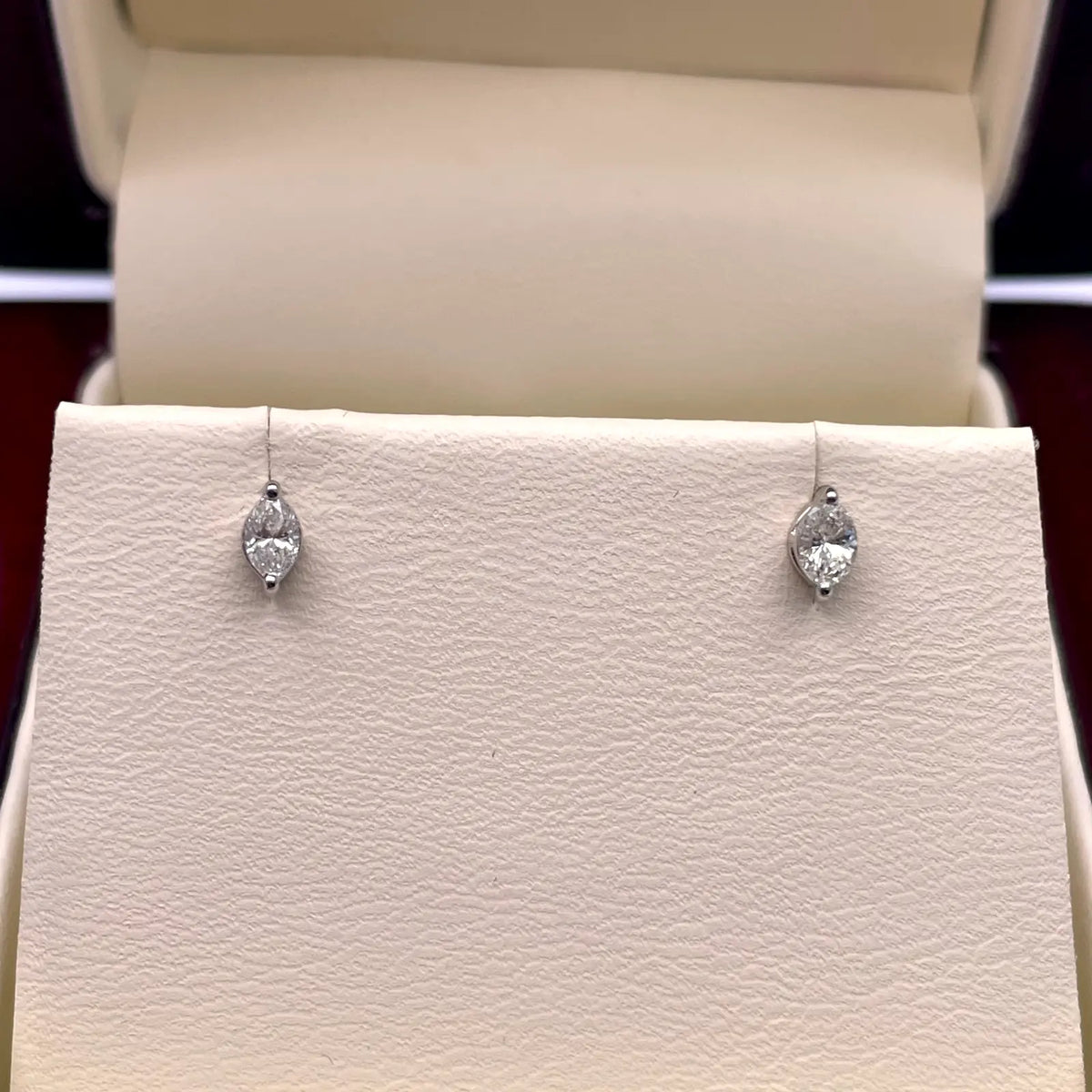 18ct White Gold Marquise Diamond Stud Earrings 0.24ct 