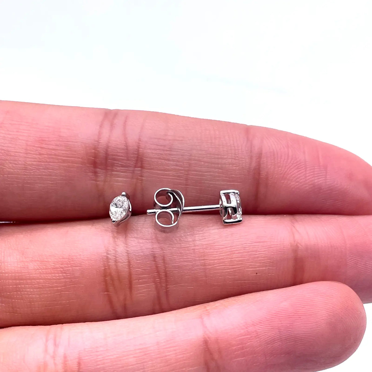 18ct White Gold Marquise Diamond Stud Earrings 0.24ct 