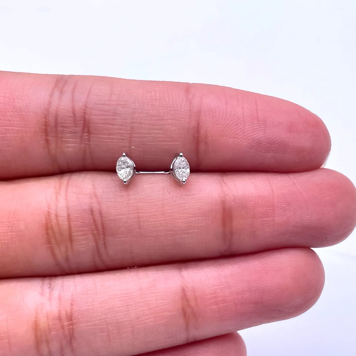 18ct White Gold Marquise Diamond Stud Earrings 0.24ct 