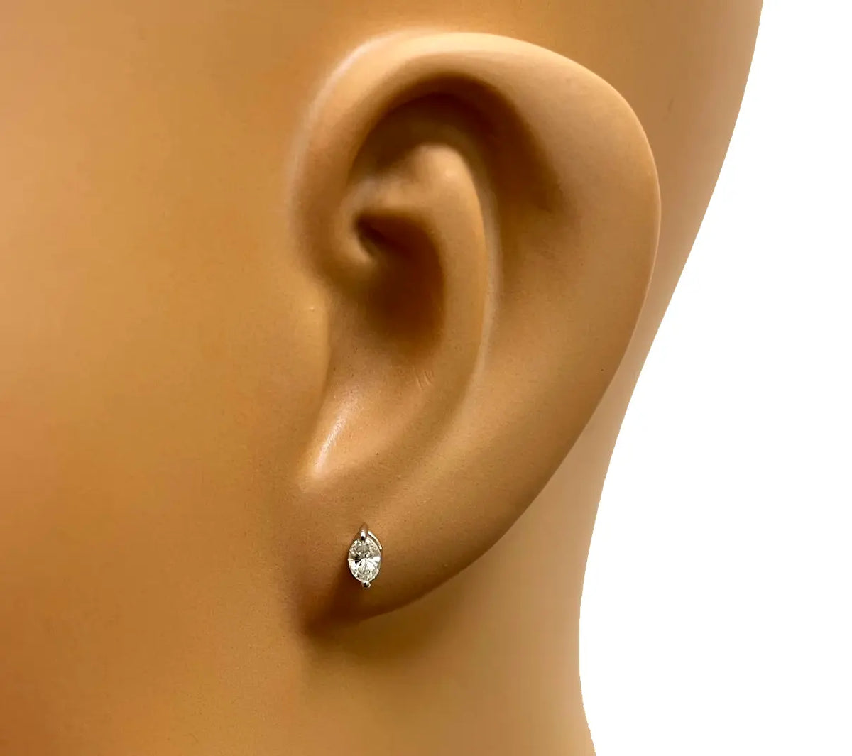 18ct White Gold Marquise Diamond Stud Earrings 0.24ct 