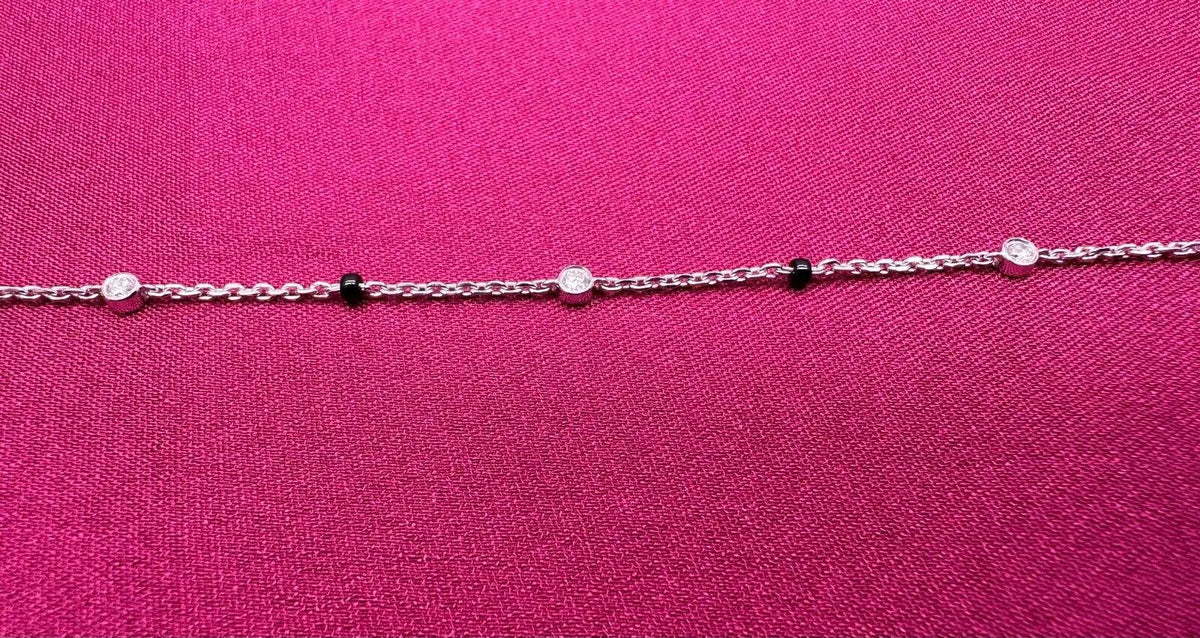 18ct White Gold Natural Diamond By Yard Mangalsutra Bracelet, 0.20ct 