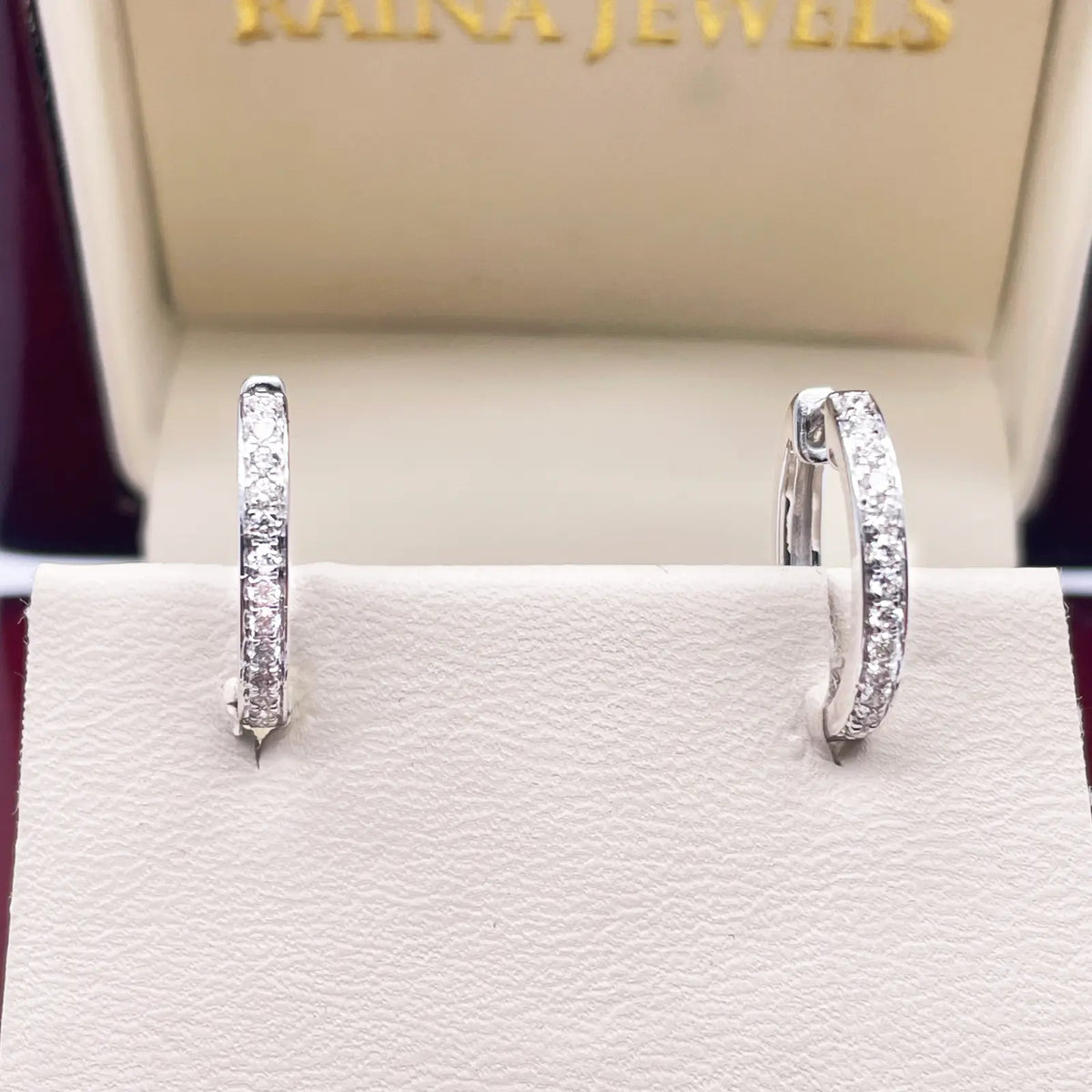 18ct White Gold Natural Diamond Pair of Hoop Huggies Earrings 0.22ct 