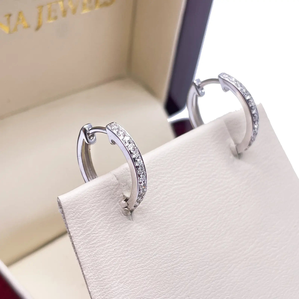 18ct White Gold Natural Diamond Pair of Hoop Huggies Earrings 0.22ct 