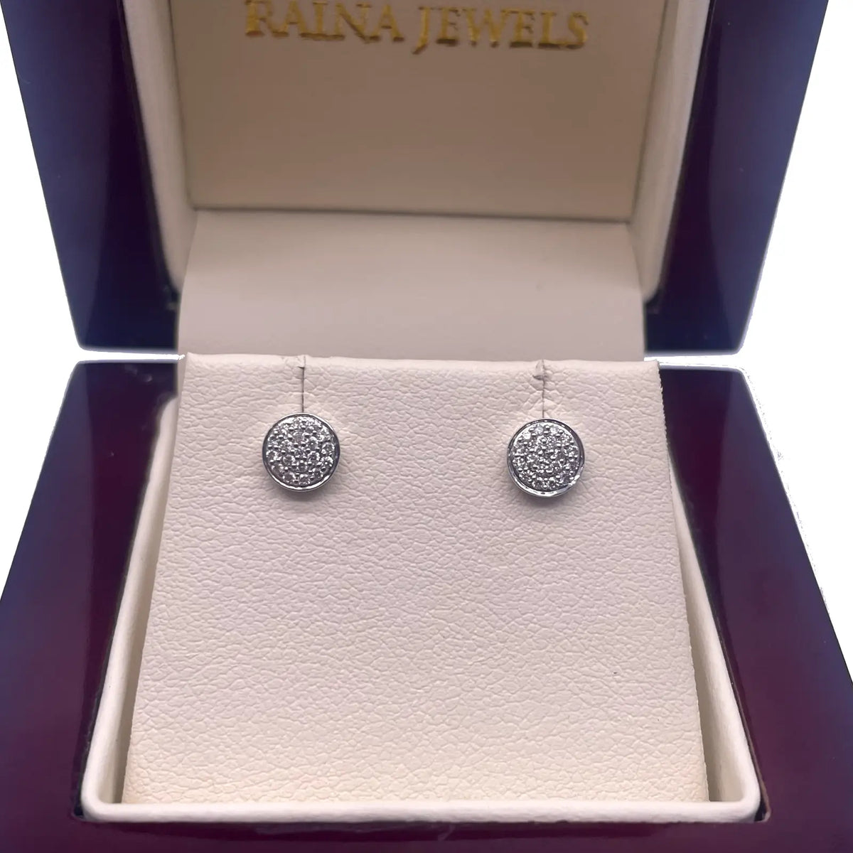 18ct White Gold Pave Round Diamonds Cluster Earrings 0.13 ct 