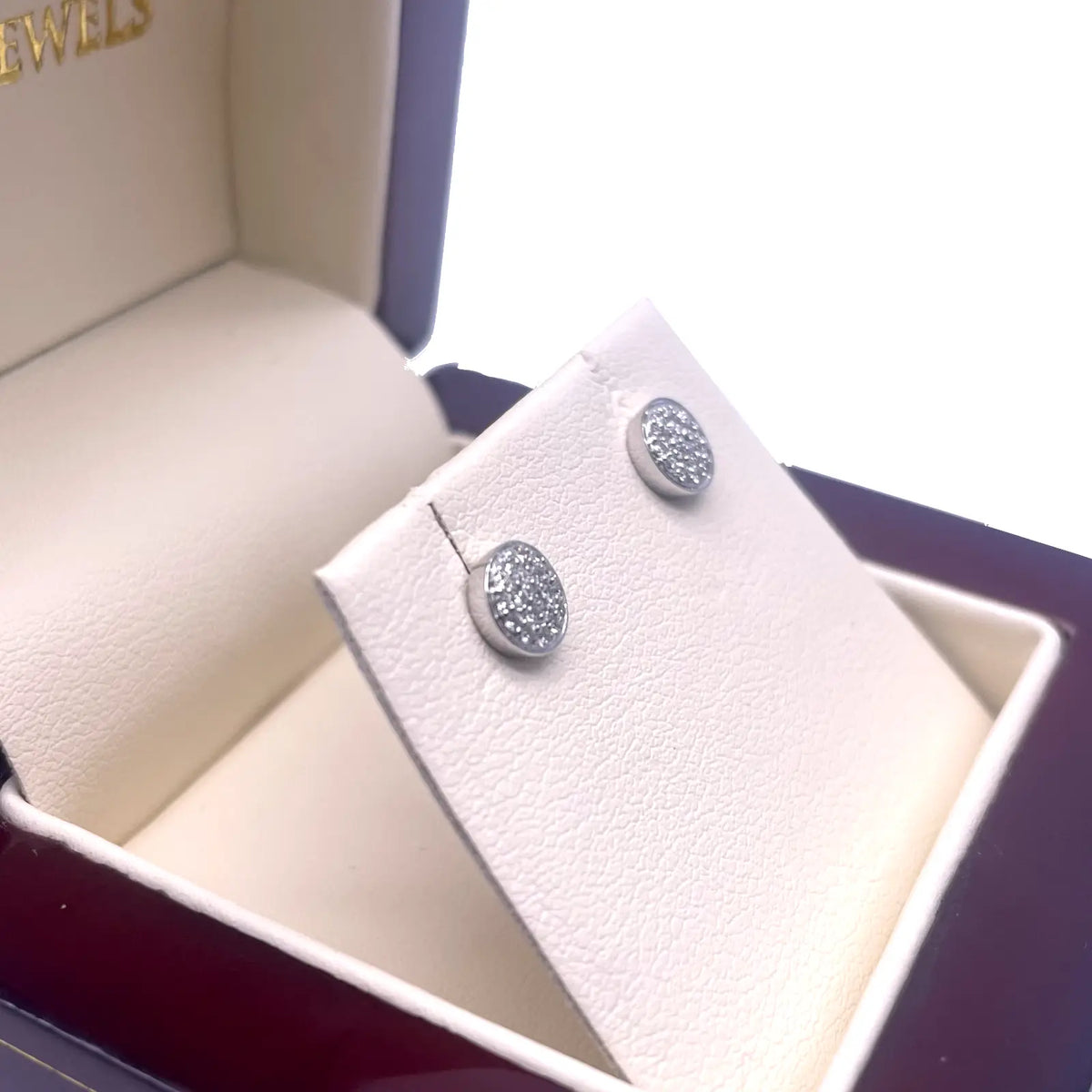 18ct White Gold Pave Round Diamonds Cluster Earrings 0.13 ct 