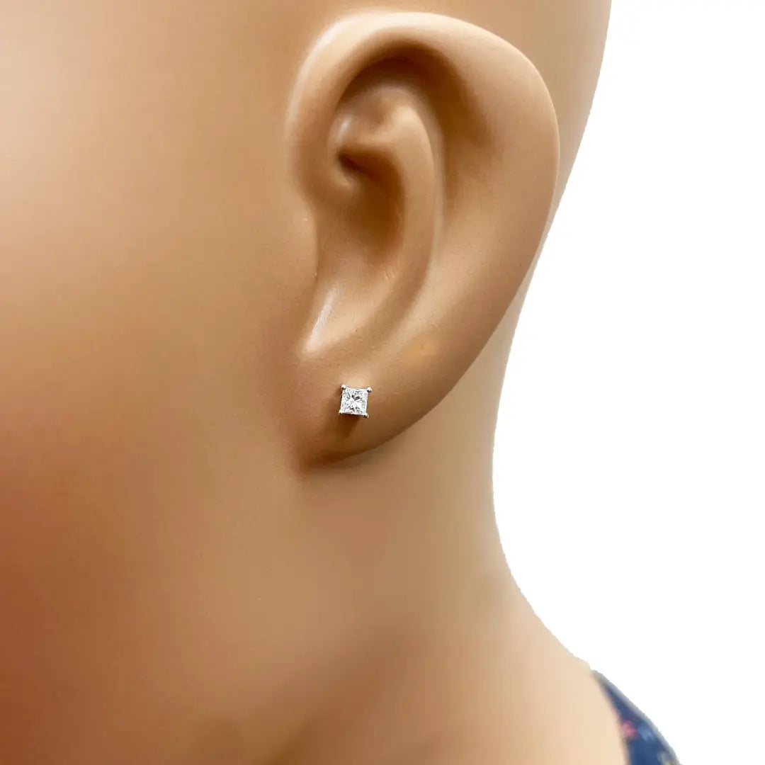 18ct White/Yellow Gold Children's Princess Diamond Earrings 0.30ct 