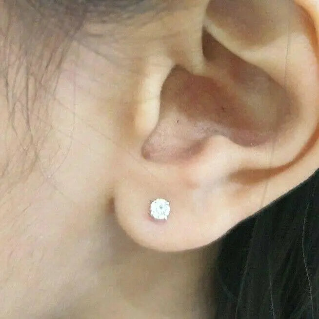 18ct White/Yellow Gold Diamond Children's Earrings 0.14ct Child friendly 