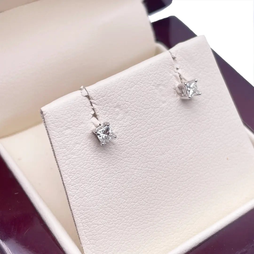 18ct White/Yellow Gold Princess Diamond Children's Earrings 0.20ct 
