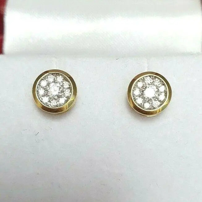 18ct Yellow Gold Diamond Cluster Ear Studs Bezel set 0.25cts GSI 
