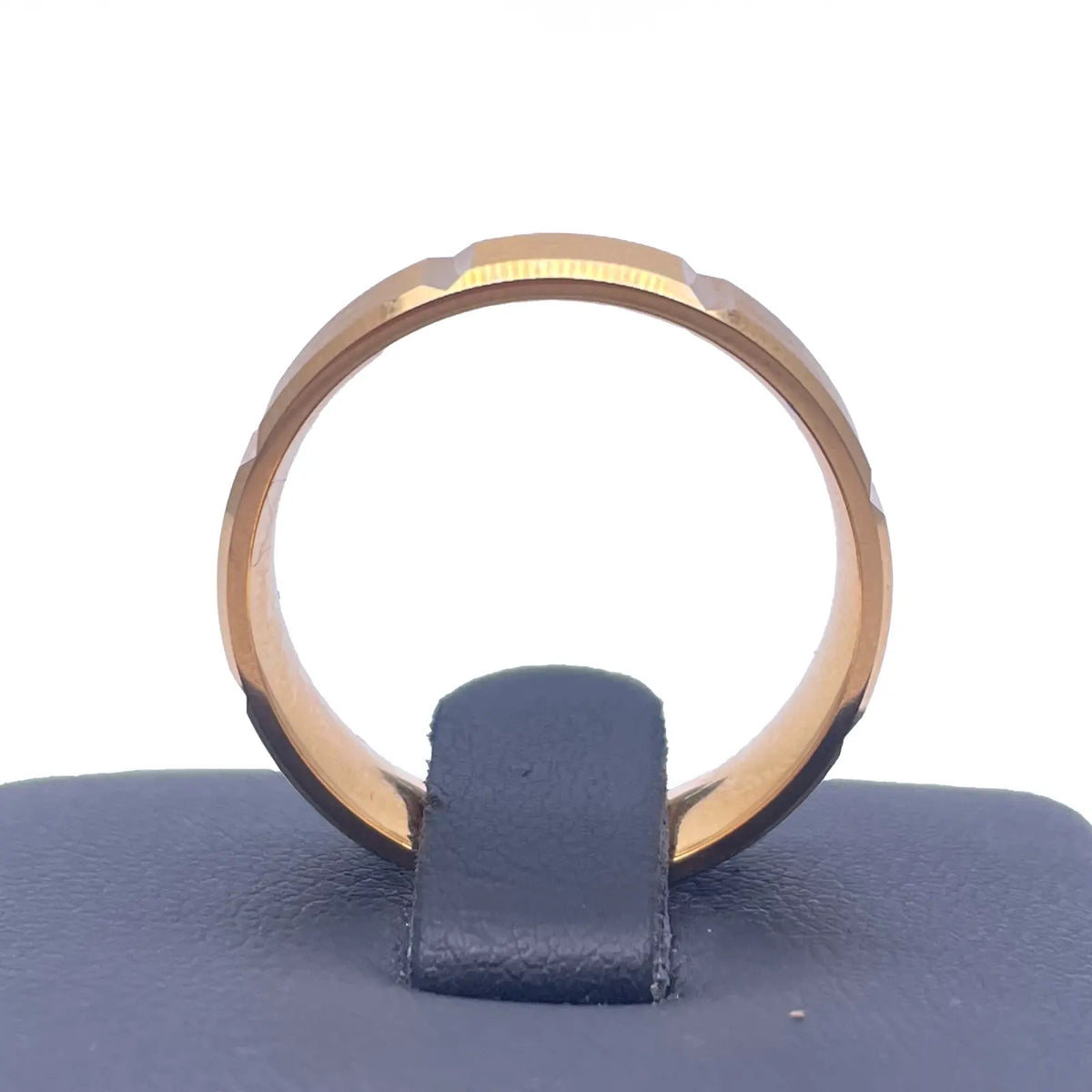 18ct Yellow Mens Wedding 6mm Band Fancy Square Matt Finish Bevelled Groove Edges 