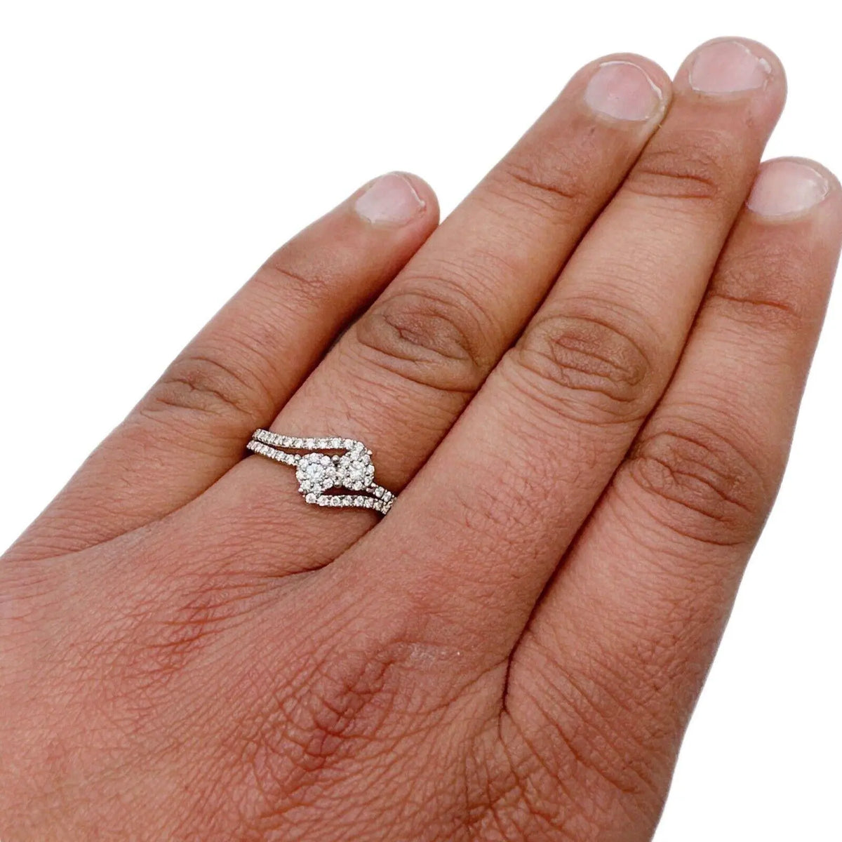18Carat White Gold Double Row Diamond Cluster Ring 0.40 carats GH SI Hallmark¬† Diamond Ring