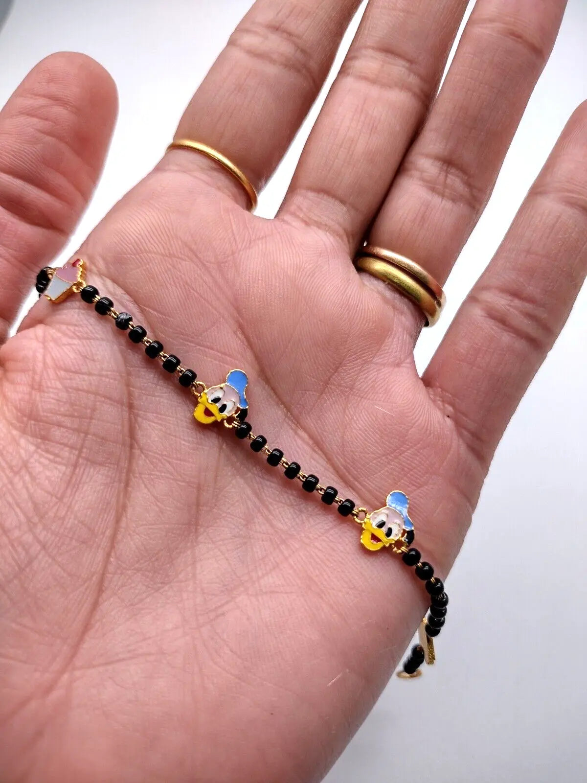 22ct Yellow Gold Baby Bracelet Black & Gold Beads Maniya / Manka / Nazariya 