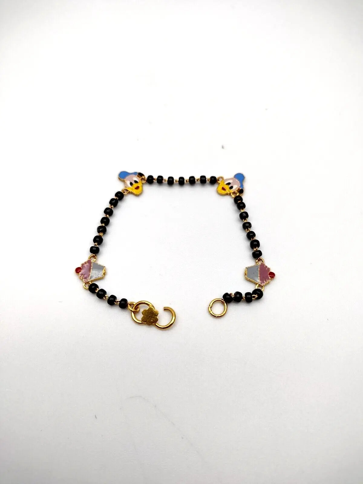 22ct Yellow Gold Baby Bracelet Black & Gold Beads Maniya / Manka / Nazariya 