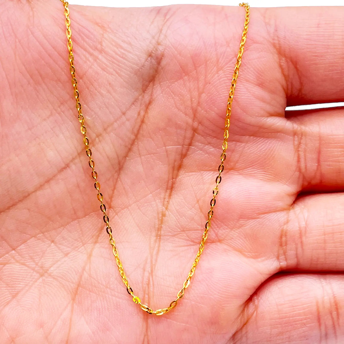 22ct Yellow Gold Cable Link Thin Chain 18''inches 