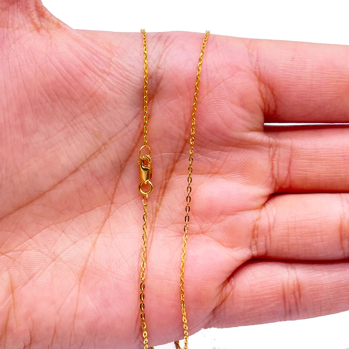 22ct Yellow Gold Cable Link Thin Chain 18''inches 