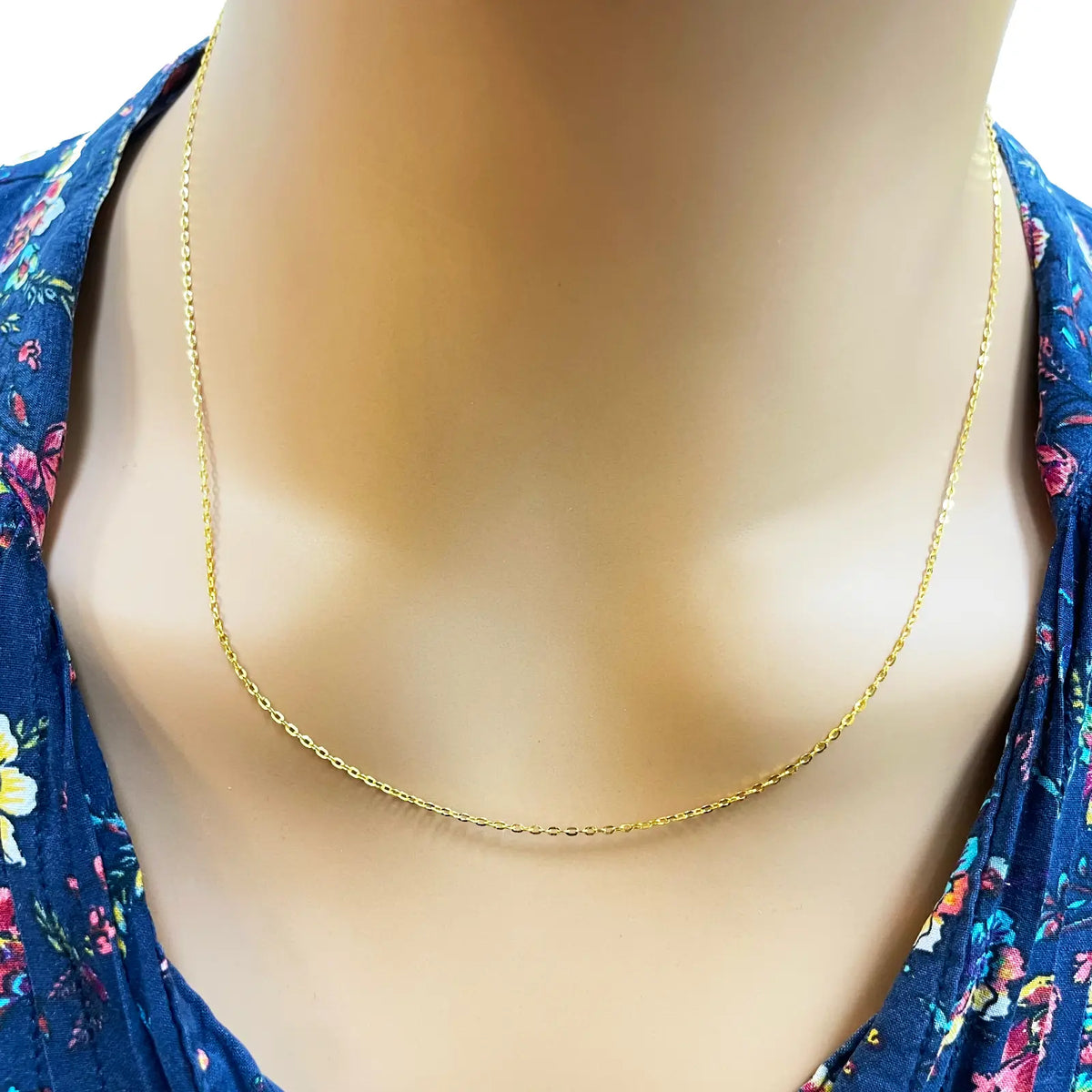 22ct Yellow Gold Cable Link Thin Chain 18''inches 