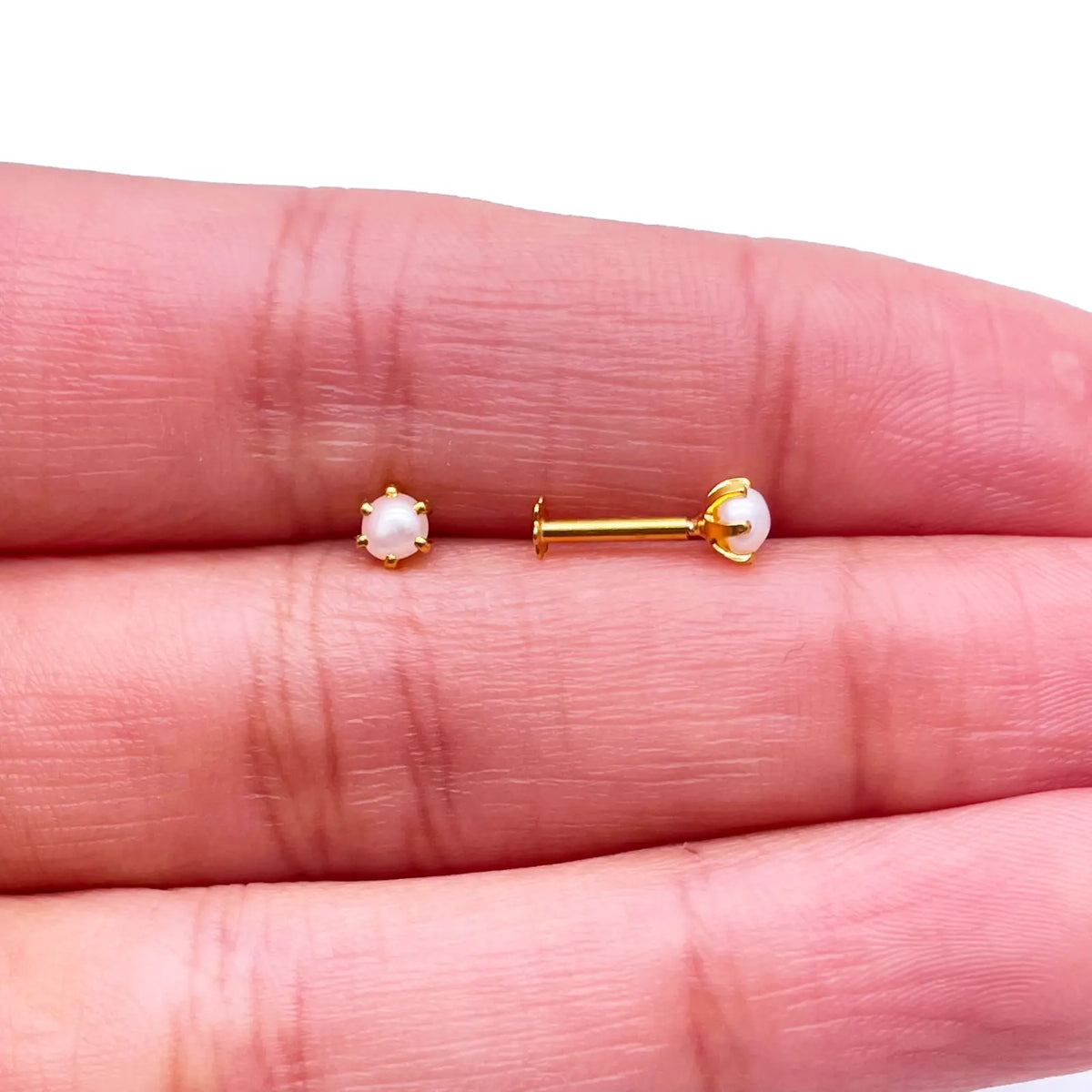 22ct Yellow Gold Children's Freshwater Pearl Claw Stud Earrings 3.9mm 