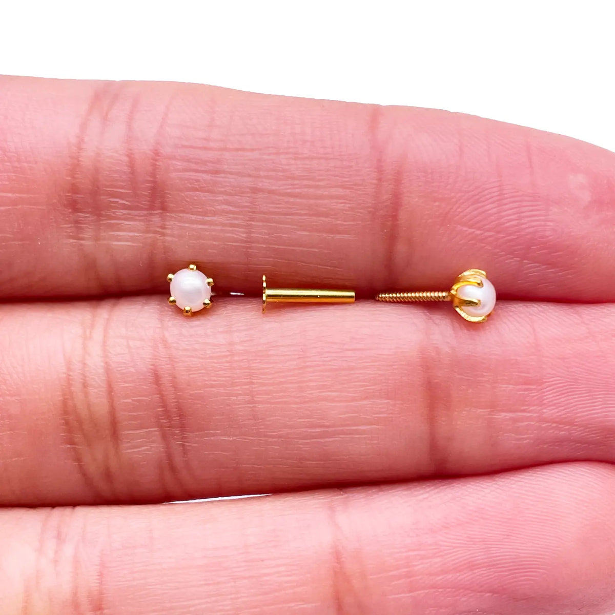 22ct Yellow Gold Children's Freshwater Pearl Claw Stud Earrings 3.9mm 