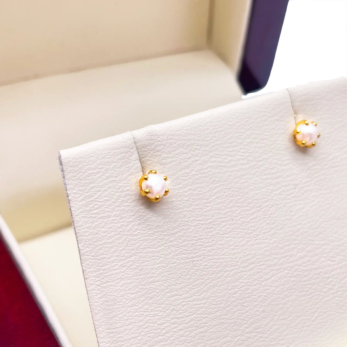 22ct Yellow Gold Children's Freshwater Pearl Claw Stud Earrings 4.1mm 
