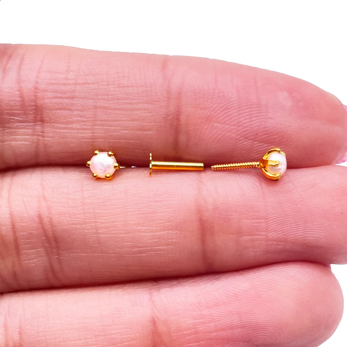 22ct Yellow Gold Children's Freshwater Pearl Claw Stud Earrings 4.1mm 