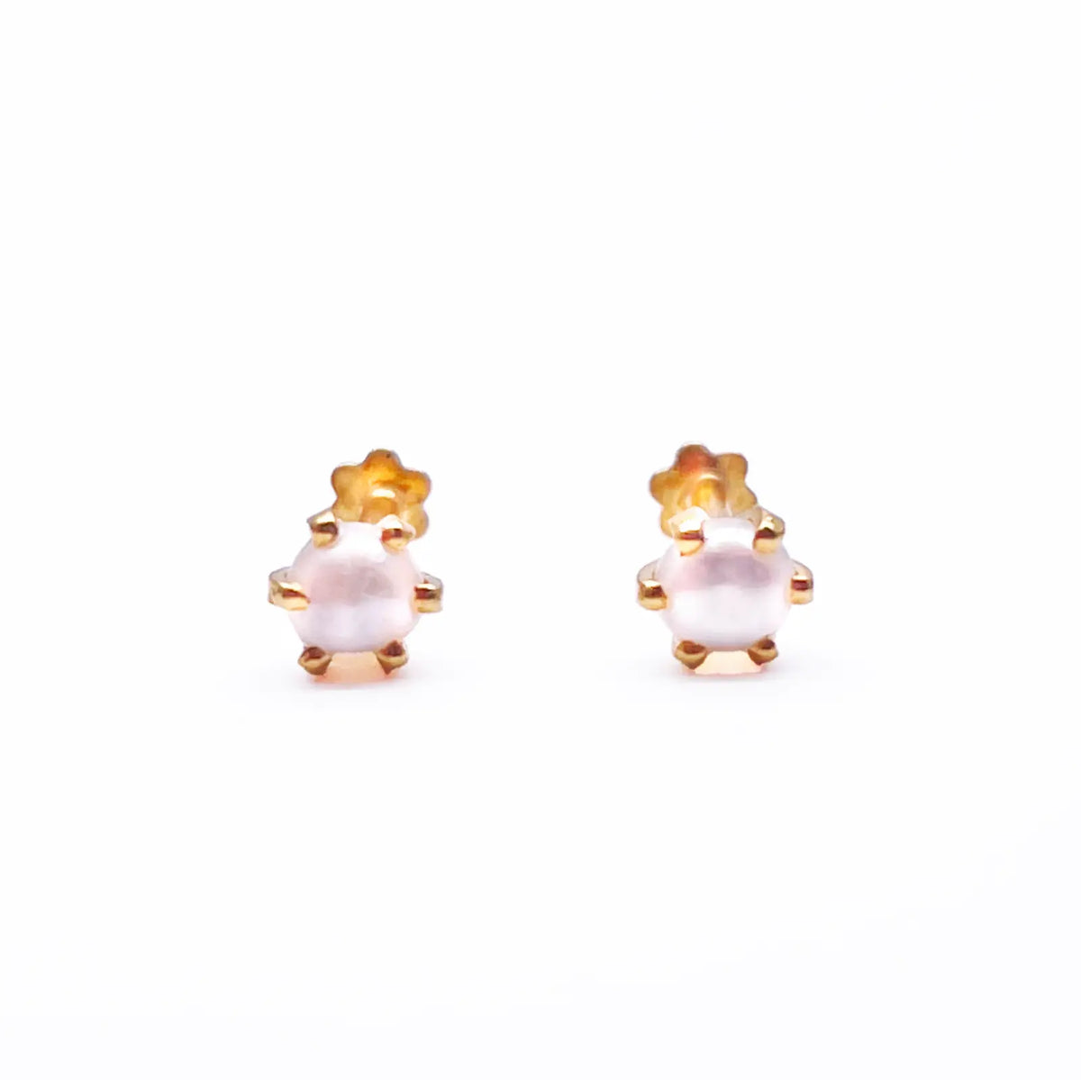 22ct Yellow Gold Children's Freshwater Pearl Claw Stud Earrings 4.1mm 