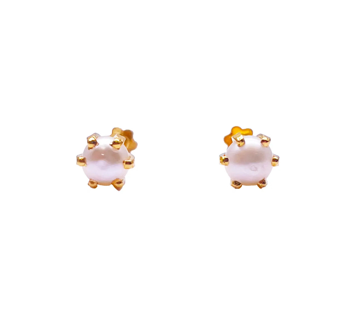 22ct Yellow Gold Children's Freshwater Pearl Claw Stud Earrings 4.3mm 