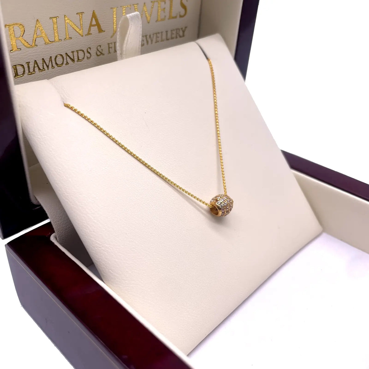 22ct Yellow Gold Cubic Zirconia Run Through Chain 4 Row Hoop Pendant 16 