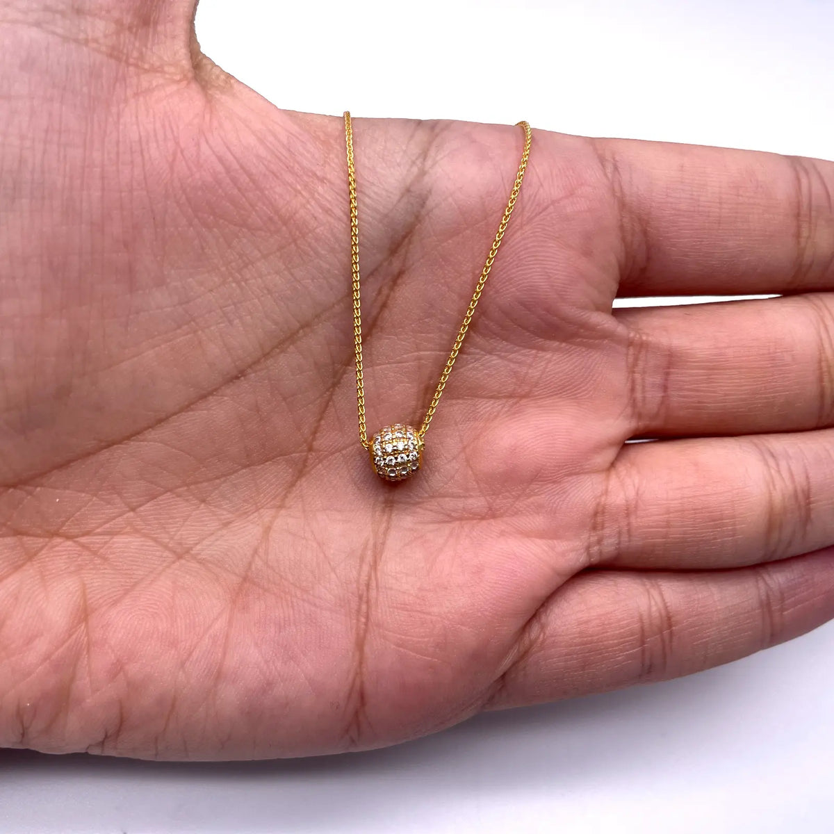 22ct Yellow Gold Cubic Zirconia Run Through Chain 4 Row Hoop Pendant 16 