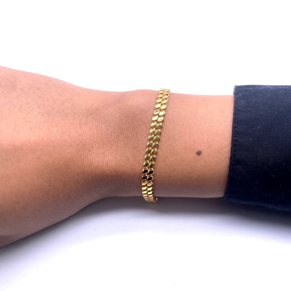 22ct Yellow Gold Double Row Flat High Polished Bracelet 7'' inches 5mm 