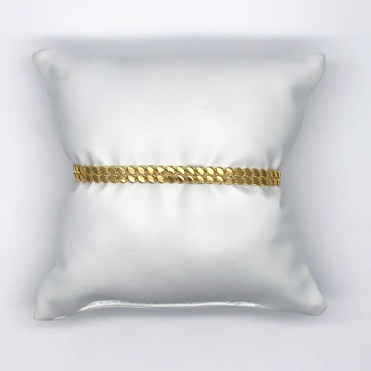 22ct Yellow Gold Double Row Flat High Polished Bracelet 7'' inches 5mm 