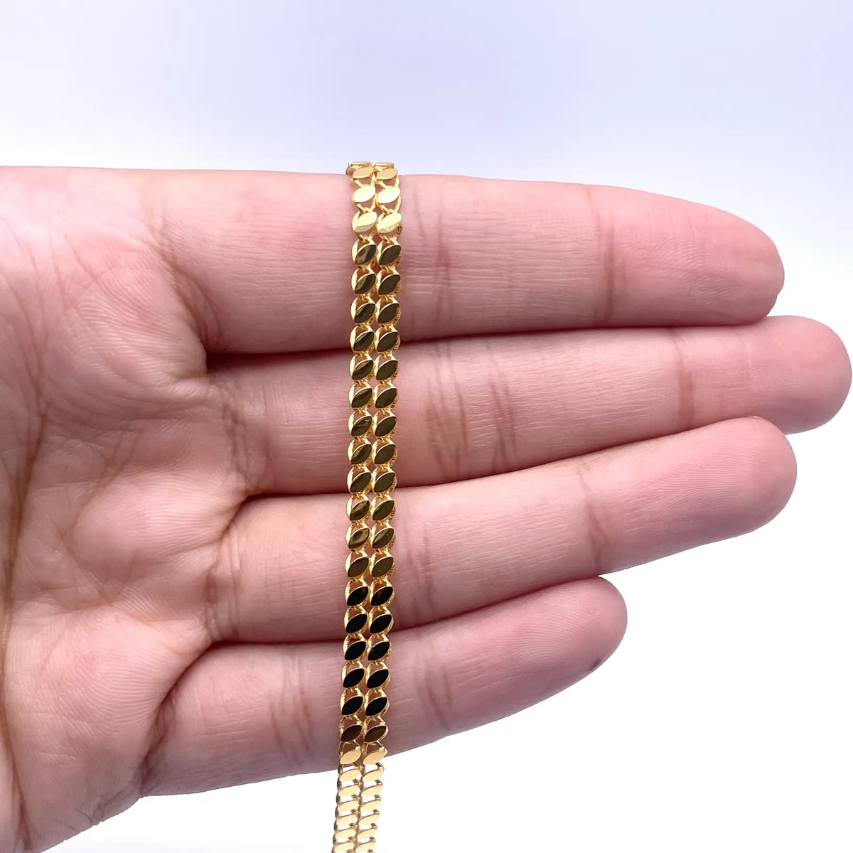 22ct Yellow Gold Double Row Flat High Polished Bracelet 7'' inches 5mm 