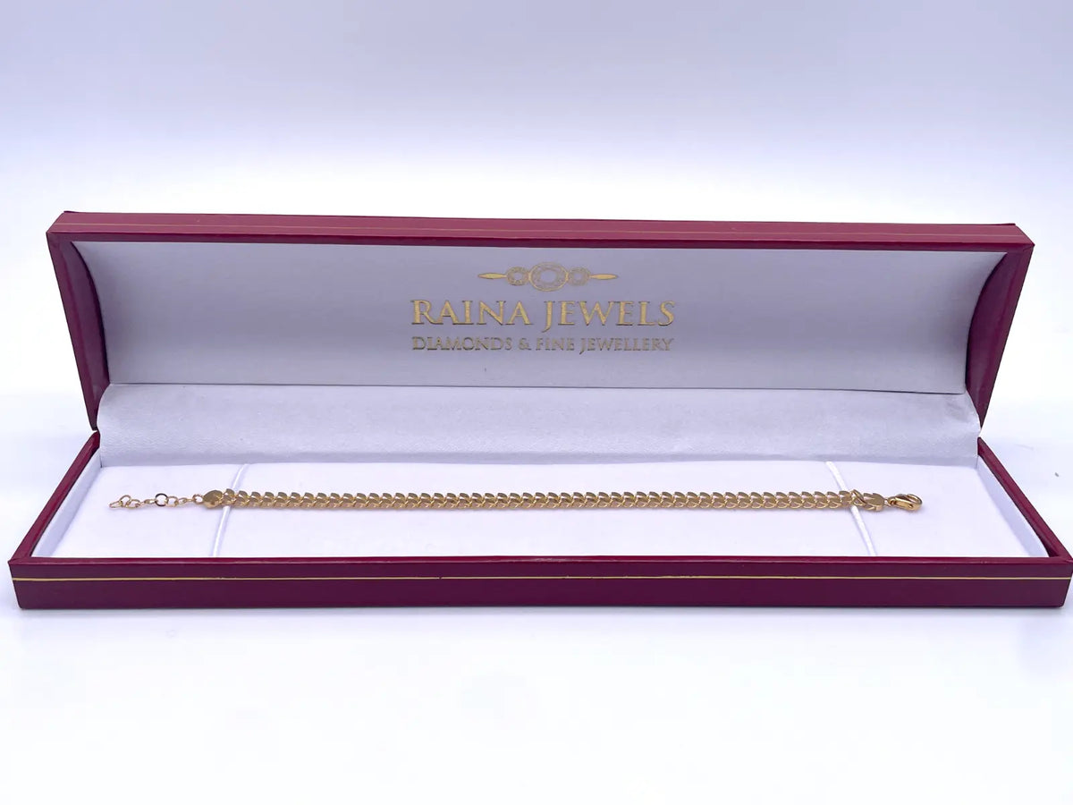 22ct Yellow Gold Double Row Flat High Polished Bracelet 7'' inches 5mm 