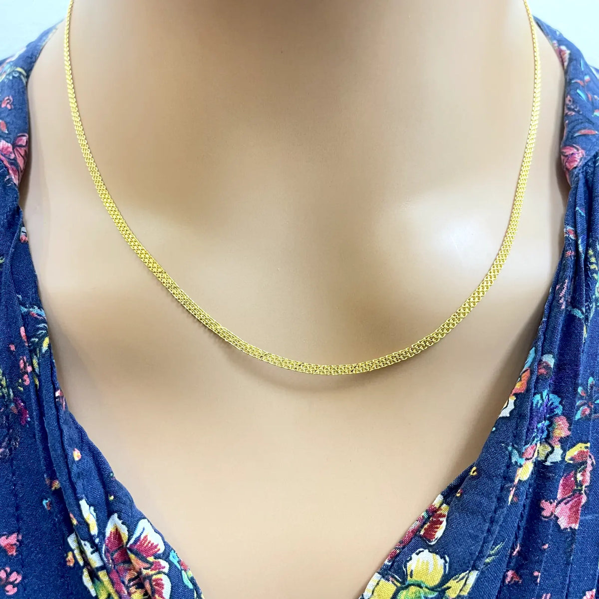 22ct Yellow Gold Fancy Flat Chain Necklace 18'' inch 4gm 