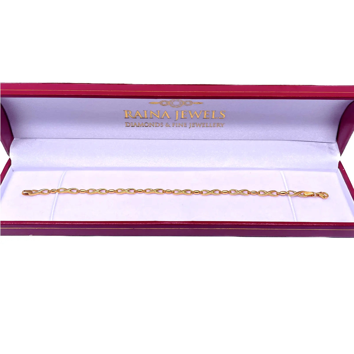 22ct Yellow Gold Flat High Polished Infinity Style Bracelet 7.2'' inches 