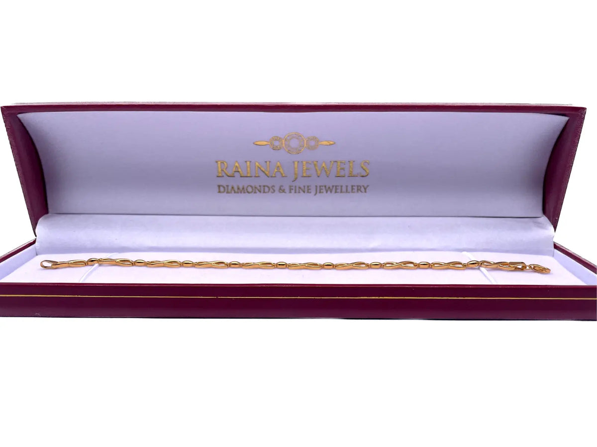 22ct Yellow Gold Flat High Polished Infinity Style Bracelet 7.2'' inches 