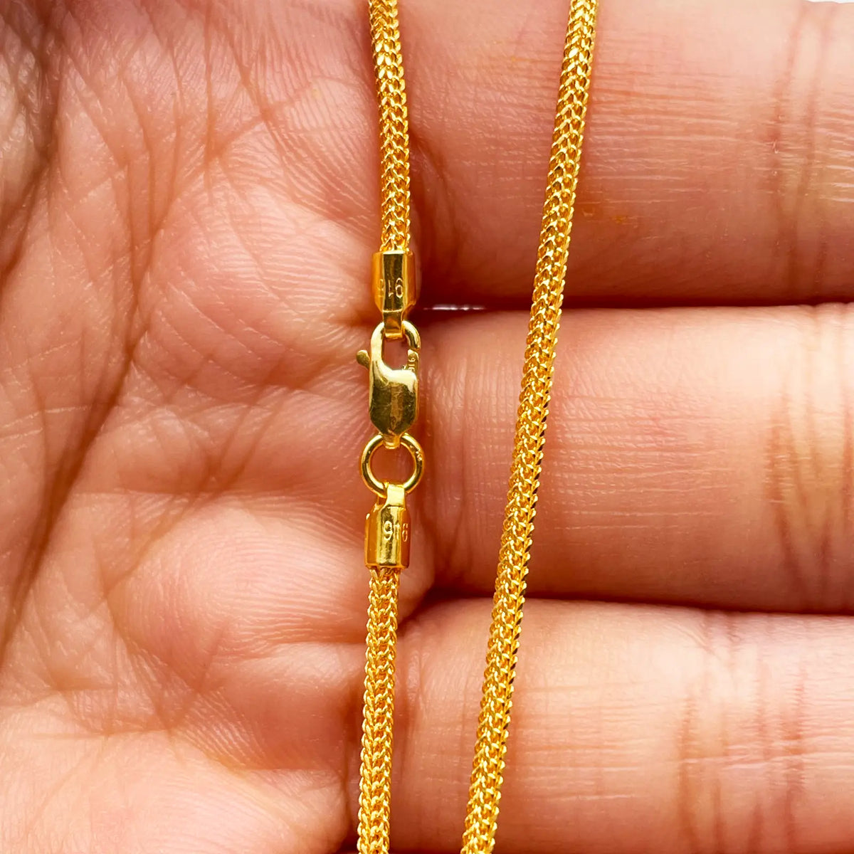 22ct Yellow Gold FoxTail Dragon Chain Necklace 18"inches 