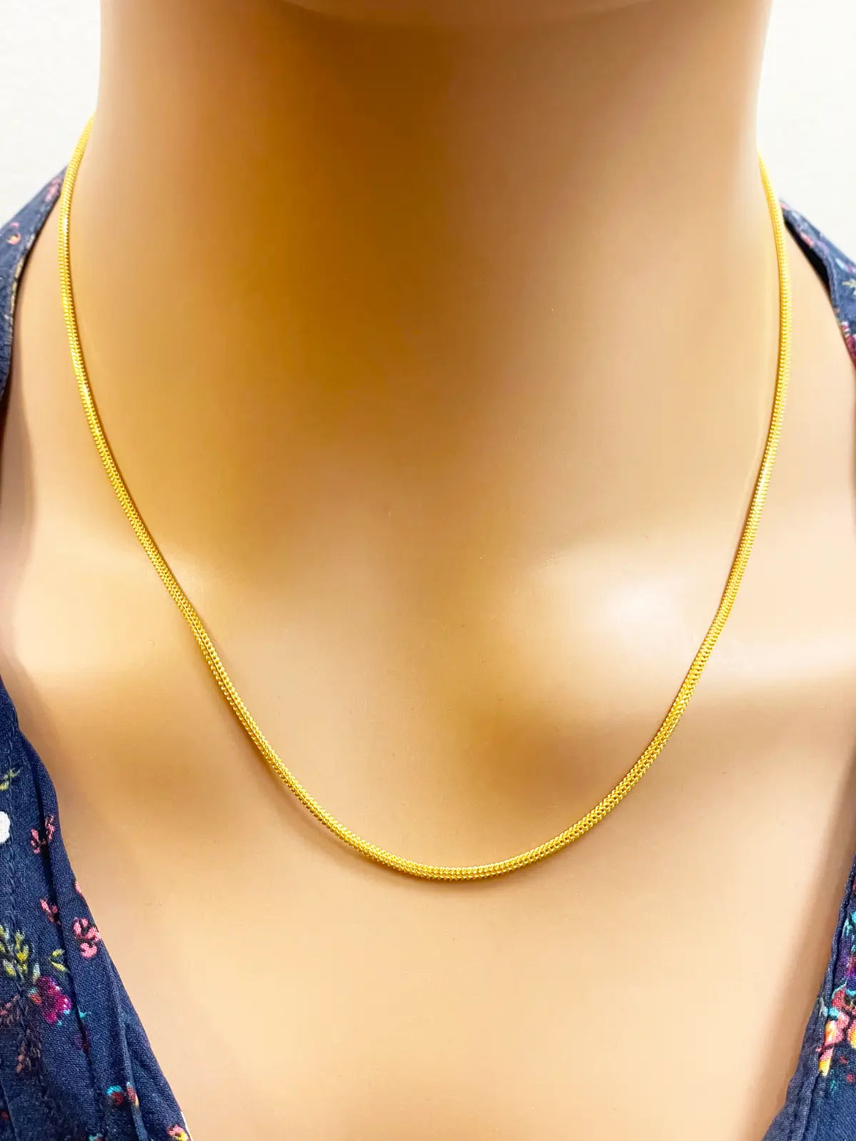 22ct Yellow Gold FoxTail Dragon Chain Necklace 18"inches 