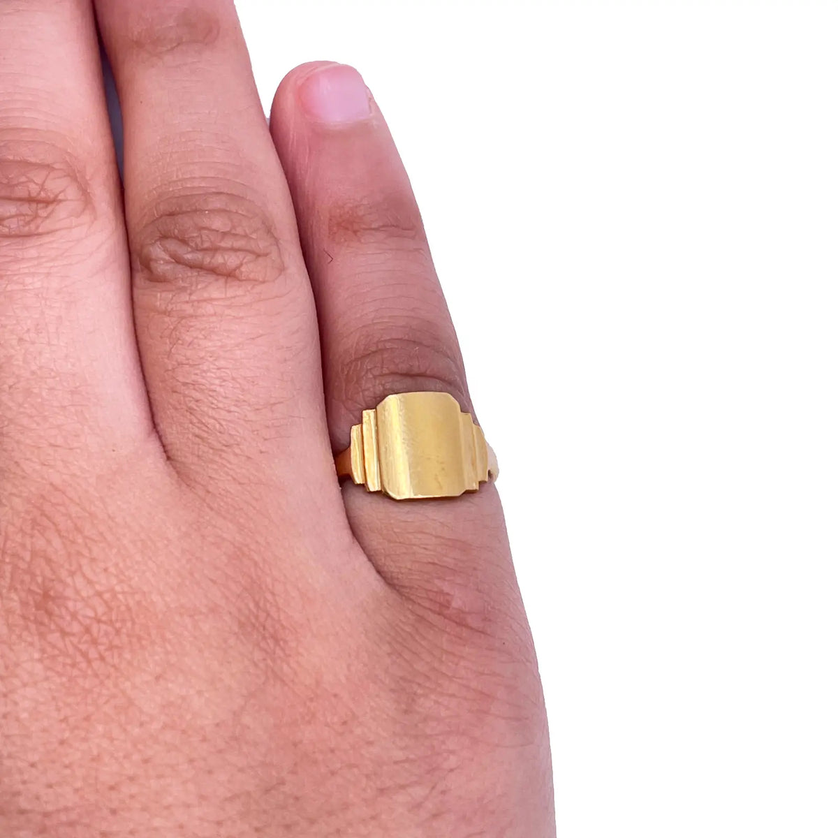 22ct Yellow Gold High Polished Children's Signet Ring 9.0mm 