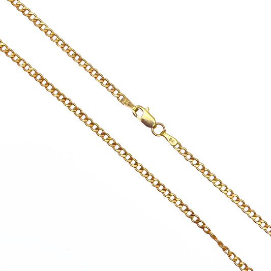 22ct Yellow Gold High Polished Flat Curb Link Chain/Necklace 15.5''inches 