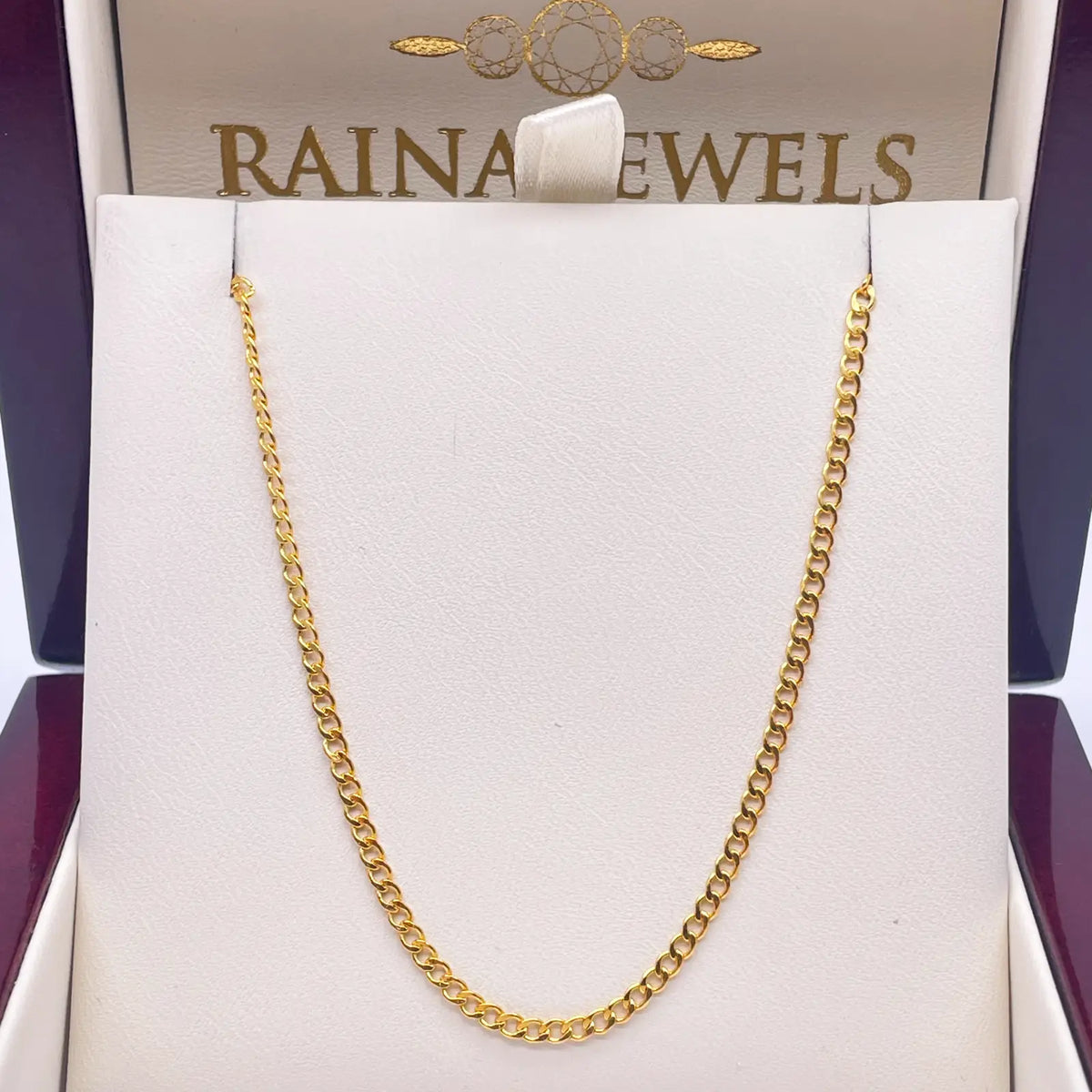 22ct Yellow Gold High Polished Flat Curb Link Chain/Necklace 15.5''inches 