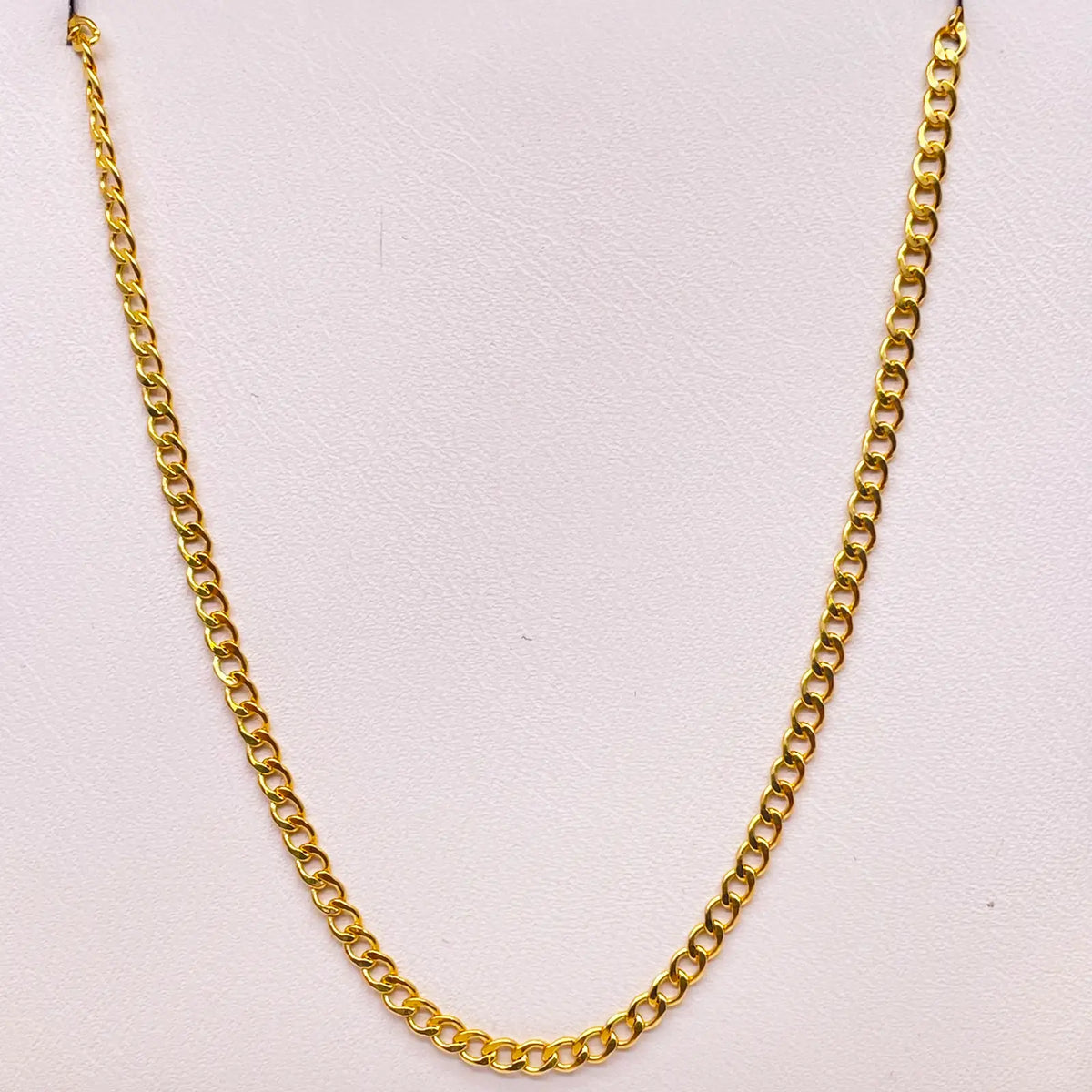 22ct Yellow Gold High Polished Flat Curb Link Chain/Necklace 15.5''inches 