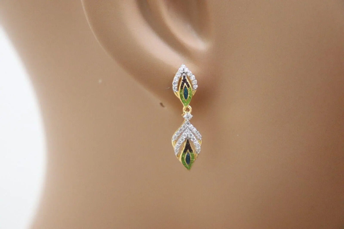 22ct Yellow Gold Ladies Feather Design Necklace & Earrings Set 