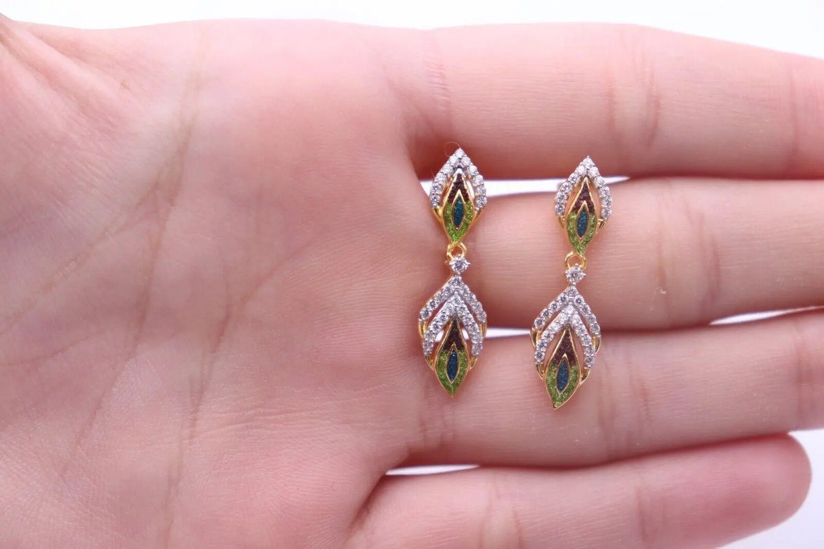 22ct Yellow Gold Ladies Feather Design Necklace & Earrings Set 