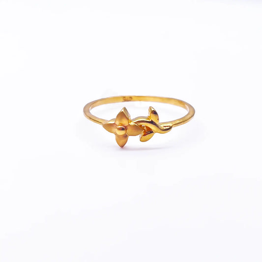22ct Yellow Gold Polished & Matt Double Flower Minimalist Ring 
