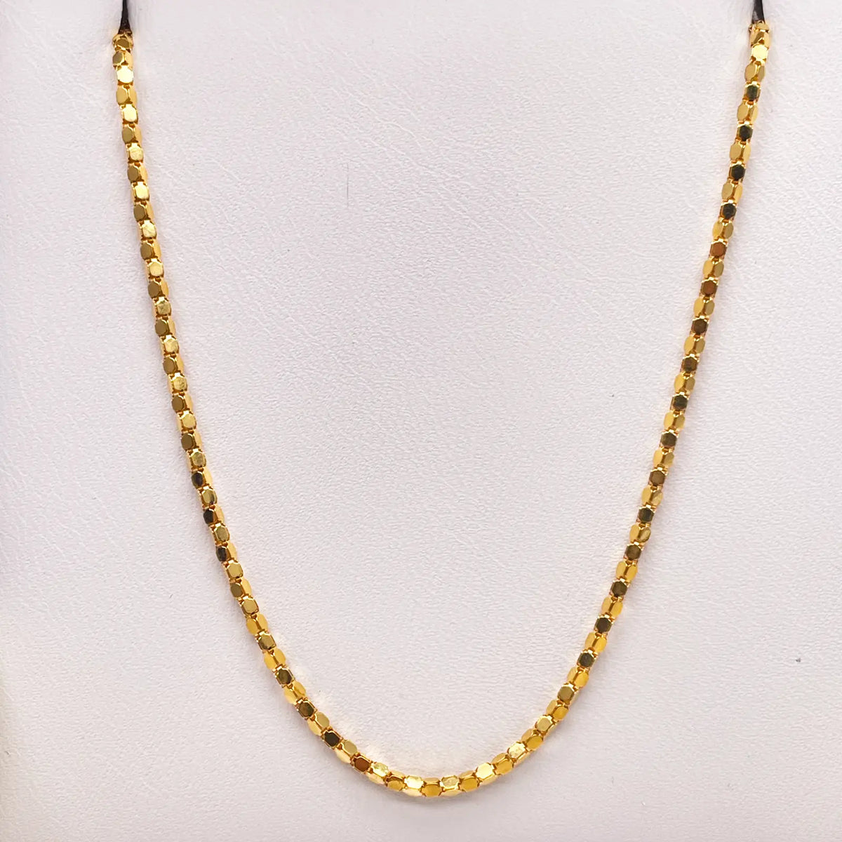 22ct Yellow Gold Shiny Hexagonal Linked High Polished Chain Necklace 16''inches 