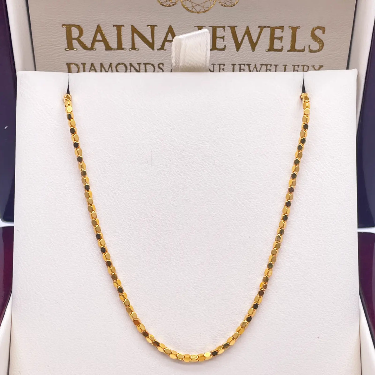 22ct Yellow Gold Shiny Hexagonal Linked High Polished Chain Necklace 16''inches 