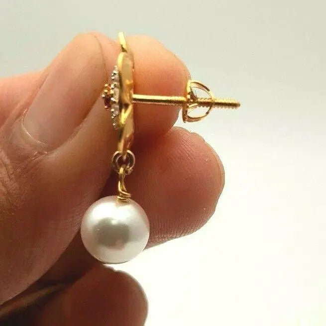 22ct Yellow Gold Swarovski Crystal Pearl With Cubic Zirconia Chain Necklace & Earrings 