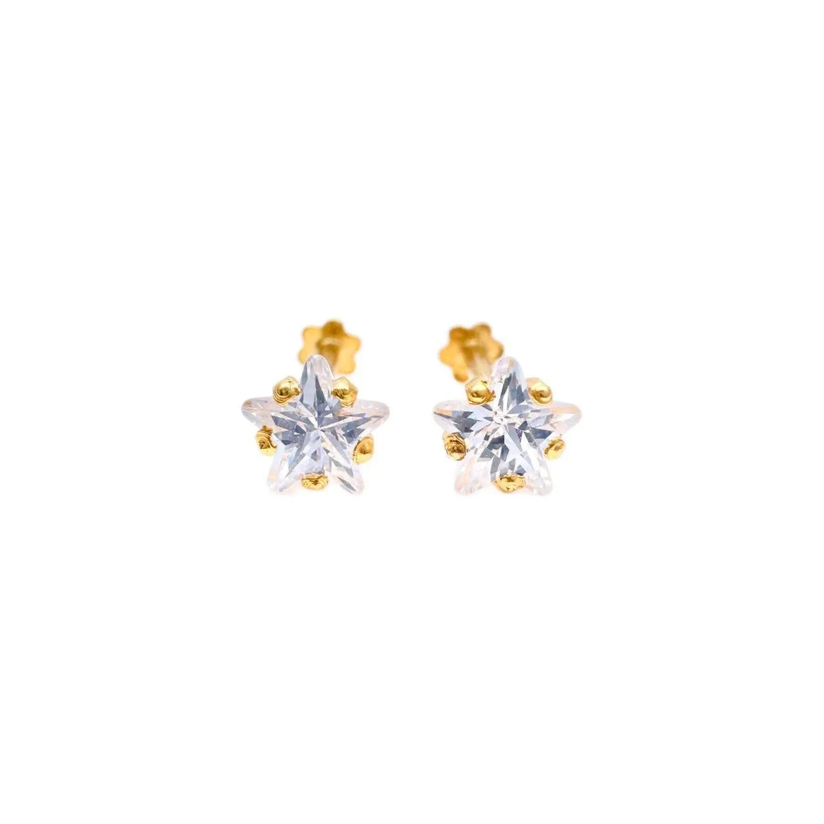 22ct Yellow Gold & Cubic Zirconia Children Stud Earrings Durable Steam 3.0-4.5MM 