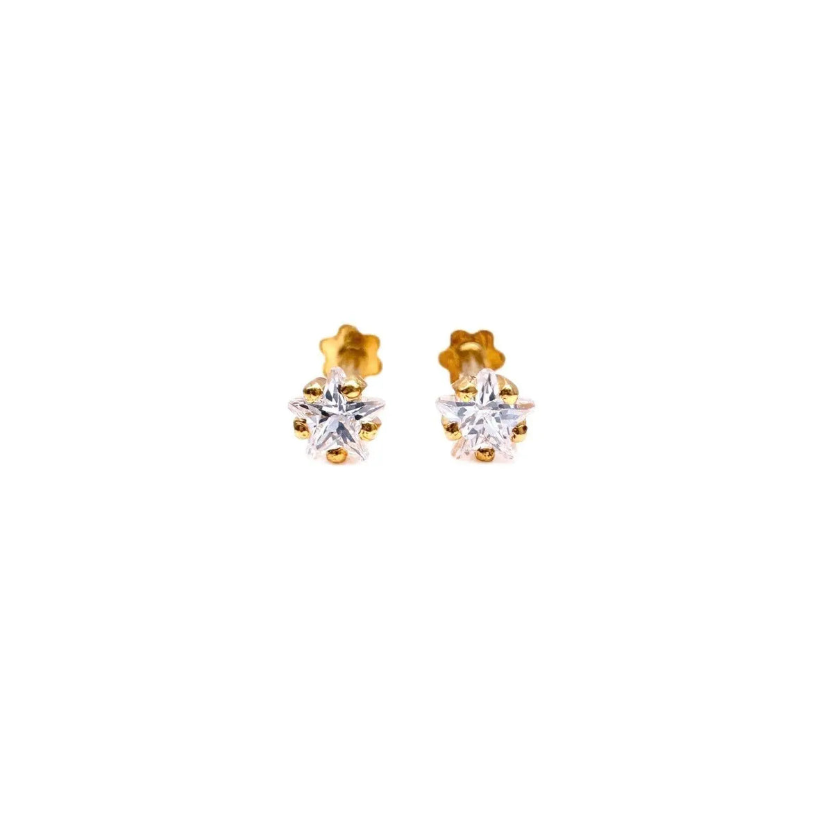 22ct Yellow Gold & Cubic Zirconia Children Stud Earrings Durable Steam 3.0-4.5MM 