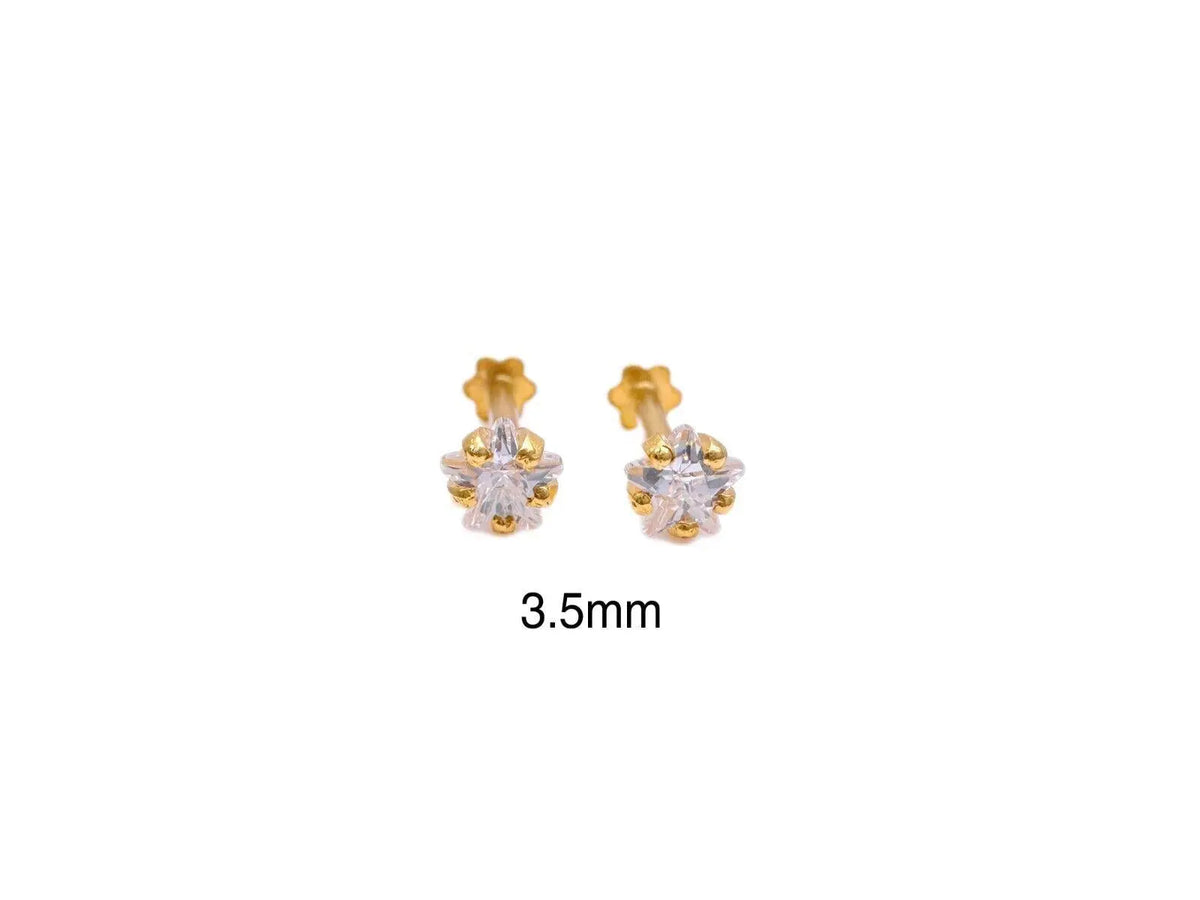 22ct Yellow Gold & Cubic Zirconia Children Stud Earrings Durable Steam 3.0-4.5MM 